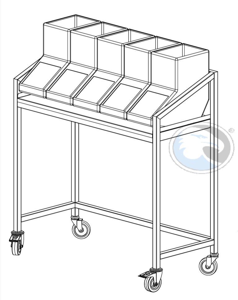 INGREDIENT WEIGHING TABLE with shelf to 5x 63L-dispensers
